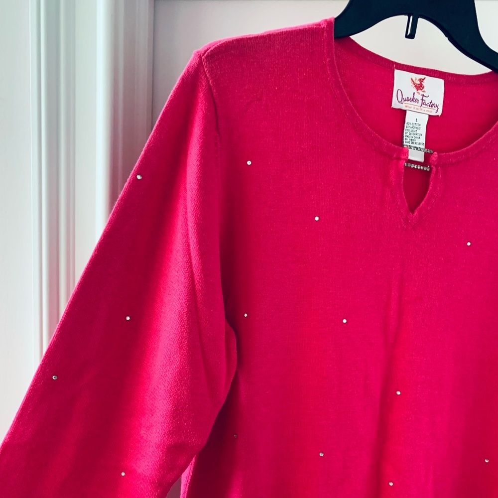 Gorgeous Quacker Factory Tee In Magenta Large W/A… - image 4